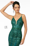 Elizabeth K GL2939: V-Neck Mermaid Gown with Glitter Sequins