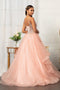 Glittery V-Neck Ball Gown by Elizabeth K GL3021