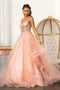 Glittery V-Neck Ball Gown by Elizabeth K GL3021