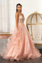 Glittery V-Neck Ball Gown by Elizabeth K GL3021