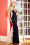 Adora 3117: Fitted Off Shoulder Gown with Gold Applique