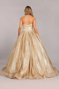 Strapless Gold Glitter Ball Gown by Cinderella Couture