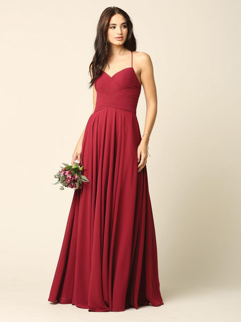 Long Chiffon Halter Bridesmaids  Dress