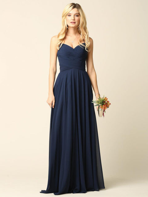 Long Chiffon Halter Bridesmaids  Dress
