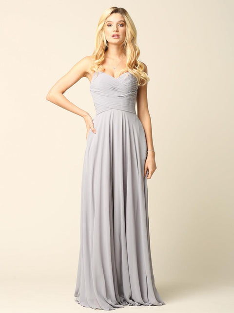 Long Chiffon Halter Bridesmaids  Dress