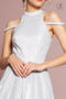 Elizabeth K GL2664: High Neck Cold Shoulder Glitter Crepe Gown