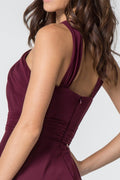 Elizabeth K GL2816: Long Chiffon A-Line Dress with High Neck