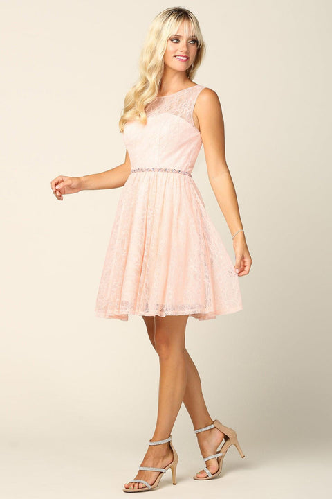 Short Homecoming Sleeveless Lace Cocktail Dress