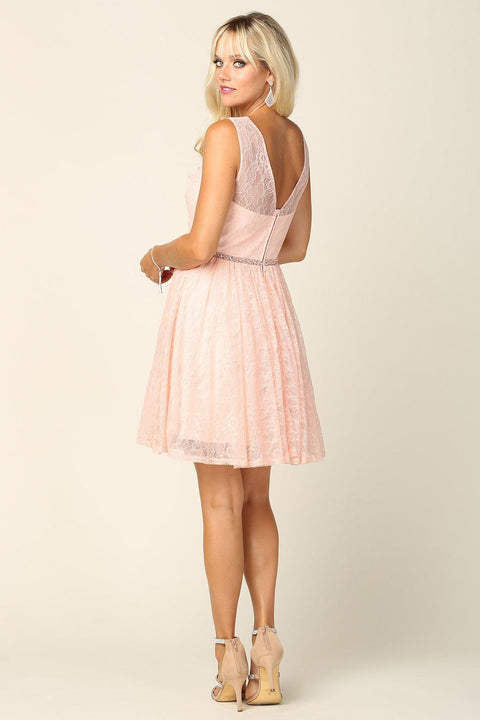 Short Homecoming Sleeveless Lace Cocktail Dress