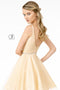Elizabeth K GS2865: Short Glitter Dress with Illusion Deep V-Neck