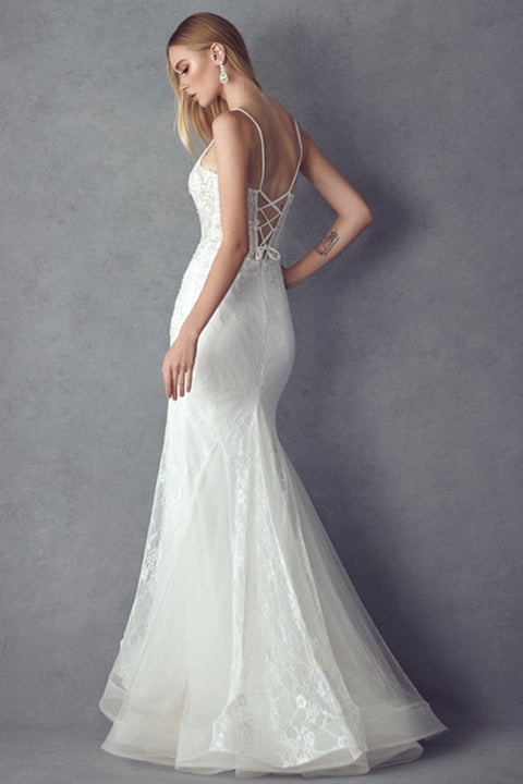 Illusion White Lace Corset Mermaid Dress by Juliet 250W