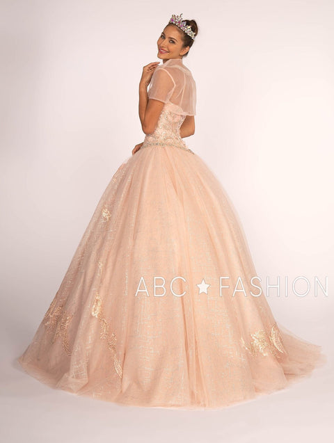 Sweetheart Glitter Illusion Ball Gown with Bolero by Elizabeth K GL2600