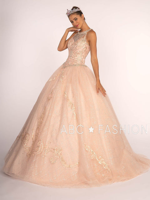 Sweetheart Glitter Illusion Ball Gown with Bolero by Elizabeth K GL2600