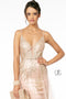 Elizabeth K GL2924: Glitter Mermaid Gown with Illusion V-Neck