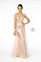 Elizabeth K GL2924: Glitter Mermaid Gown with Illusion V-Neck