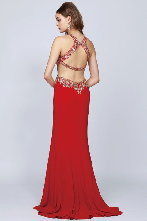 Fitted Jeweled Cutout Gown by Juliet 632