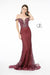 Elizabeth K GL1818: Long Off Shoulder Glitter Dress with Jewels