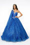 Jeweled Strapless Cape Ball Gown by Elizabeth K GL2801