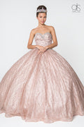 Jeweled Strapless Cape Ball Gown by Elizabeth K GL2801
