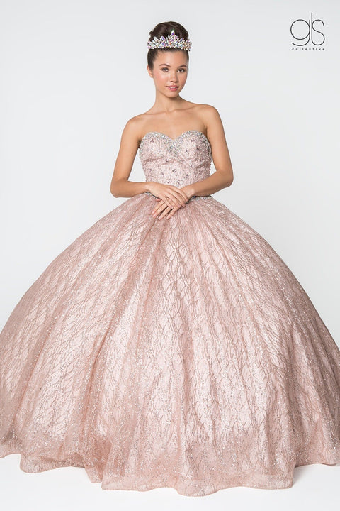 Elizabeth K GL2801: Strapless Cape Ball Gown with Jewels