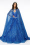 Elizabeth K GL2801: Strapless Cape Ball Gown with Jewels