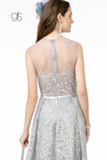 Elizabeth K GL2835: A-line Dress with Lace Applique