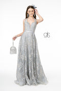 Elizabeth K GL2835: A-line Dress with Lace Applique