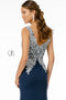 Elizabeth K GL1839: V-Neck Fitted Dress with Lace Applique