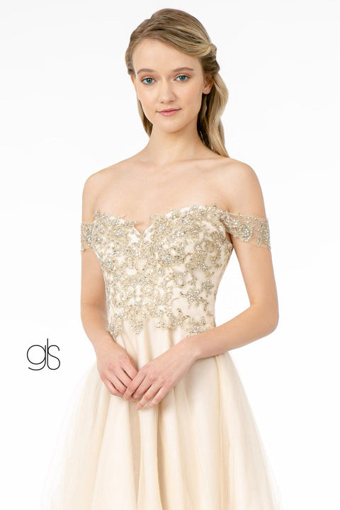Lace Applique Short Off Shoulder Dress by Elizabeth K GS2862