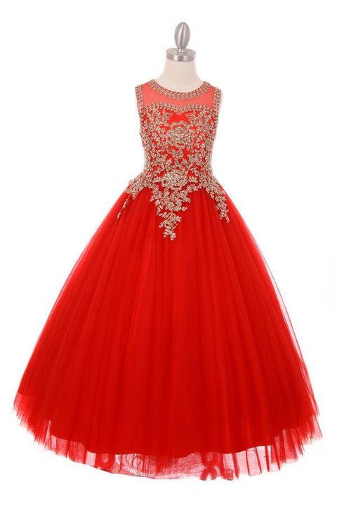 Sleeveless Lace Applique Ball Gown by Cinderella Couture 5041