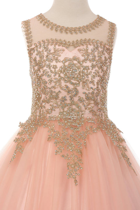 Sleeveless Lace Applique Ball Gown by Cinderella Couture 5041