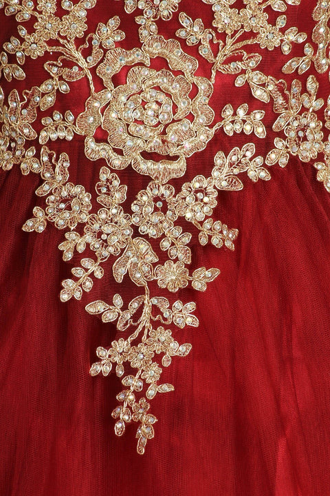 Sleeveless Lace Applique Ball Gown by Cinderella Couture 5041