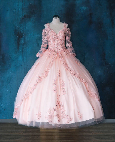 Quinceanera Lace Bell Sleeve Dress by Calla KY70029