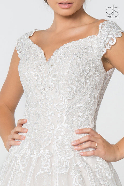 Elizabeth K Gl2823: A-Line Wedding Gown with Lace Embellishments – alternate view 2