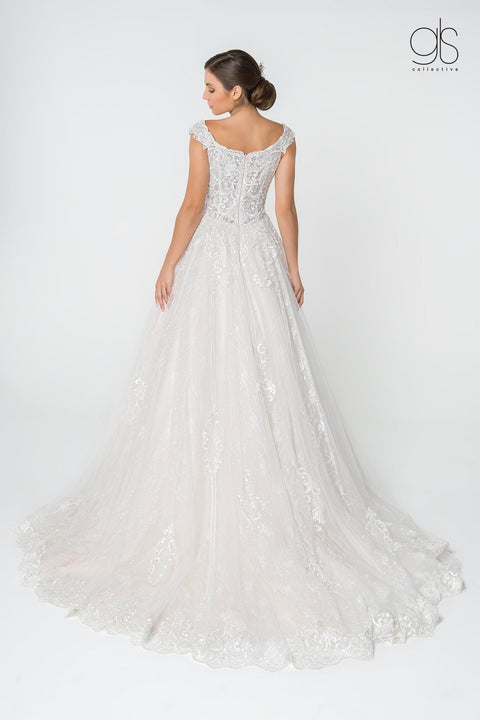 Elizabeth K Gl2823: A-Line Wedding Gown with Lace Embellishments – alternate view 3