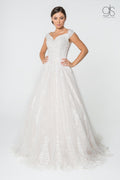 Elizabeth K GL2823: A-Line Wedding Gown with Lace Embellishments