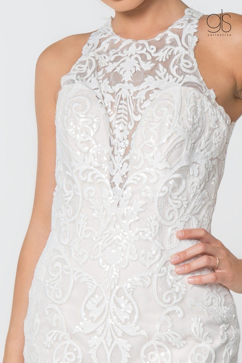 Elizabeth K Gl2818: High-Neck Lace Mermaid Wedding Gown – alternate view 2