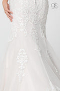 Elizabeth K GL2818: High-Neck Lace Mermaid Wedding Gown