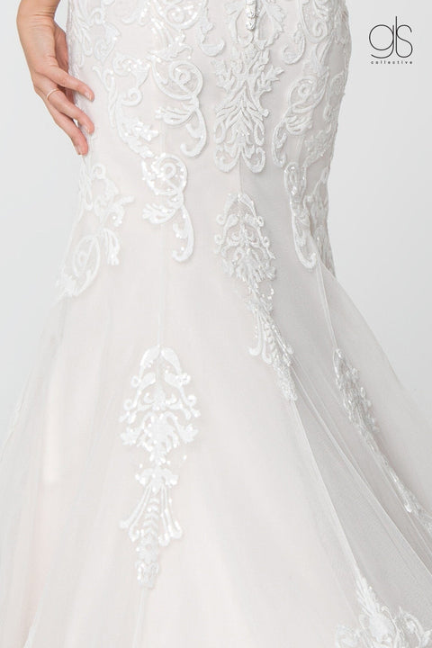 Elizabeth K Gl2818: High-Neck Lace Mermaid Wedding Gown – alternate view 4