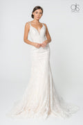 Lace Illusion Deep V-Neck Wedding Gown by Elizabeth K GL2820