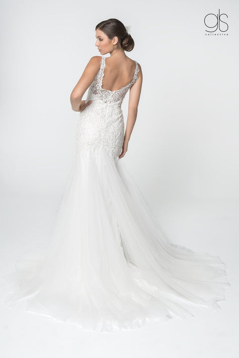 Elizabeth K Gl2815: V-Neck Lace Mermaid Wedding Gown – alternate view 3
