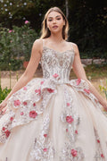 Applique Layered Sleeveless Ball Gown by Ladivine 15703