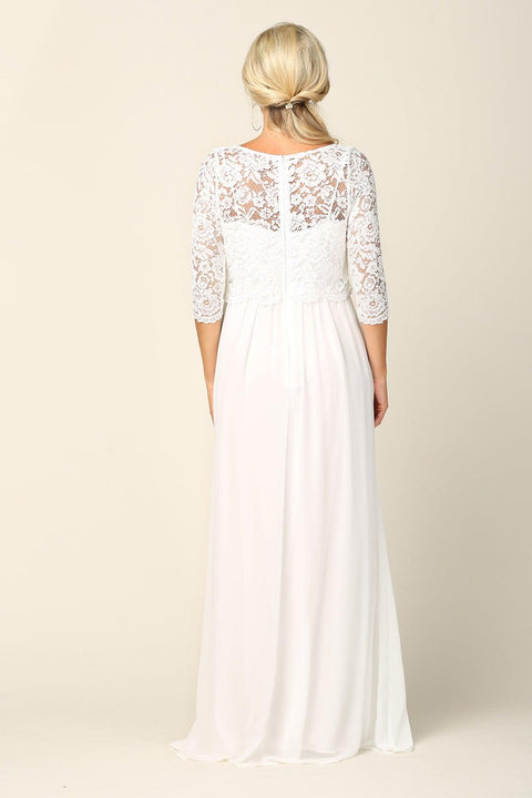 Mother of the Bride Chiffon Dress with Long 3/4 Sleeve