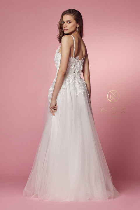 A-Line Boho Long Gown with Lace Embellishments and Side Slit by Sheer Dreamz