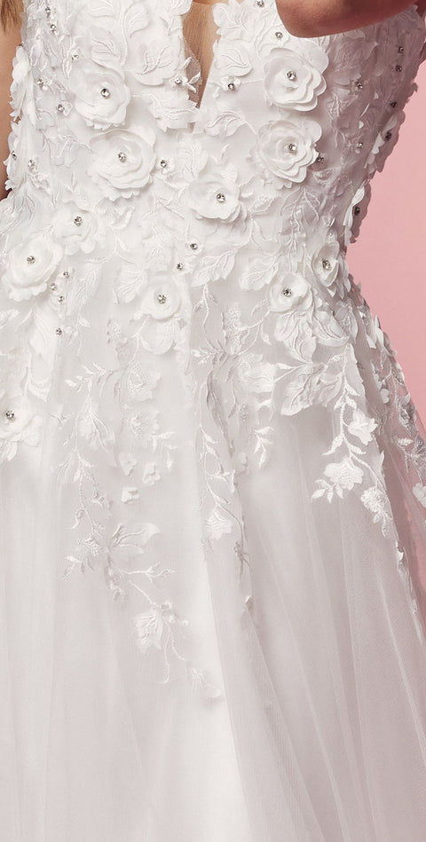 A-Line Boho Long Gown with Lace Embellishments and Side Slit by Sheer Dreamz