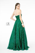 Elizabeth K GL2921: Long Strapless A-Line Glitter Dress