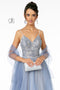 Elizabeth K GL2991: A-line Tulle Dress with Embellished Bodice