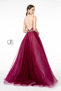 Elizabeth K GL2991: A-line Tulle Dress with Embellished Bodice