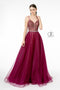 Elizabeth K GL2991: A-line Tulle Dress with Embellished Bodice