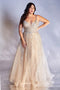 Long Beaded Tulle Dress by Cinderella Divine CD940